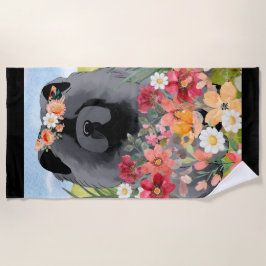 AWASH IN LIGHT BLACK - Blue Chow Dog ビーチタオル