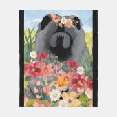 AWASH IN LIGHT BLACK - Blue Chow Dog フリースブランケット (正面)