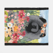 AWASH IN LIGHT BLACK - Blue Chow Dog フリースブランケット (正面(横))