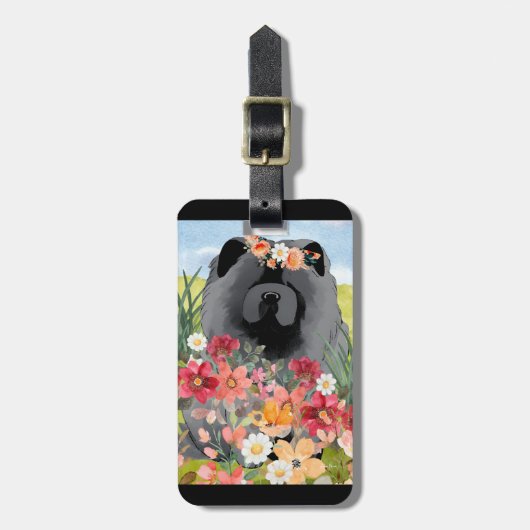 AWASH IN LIGHT BLACK - Blue Chow Dog ラゲッジタグ (正面縦)