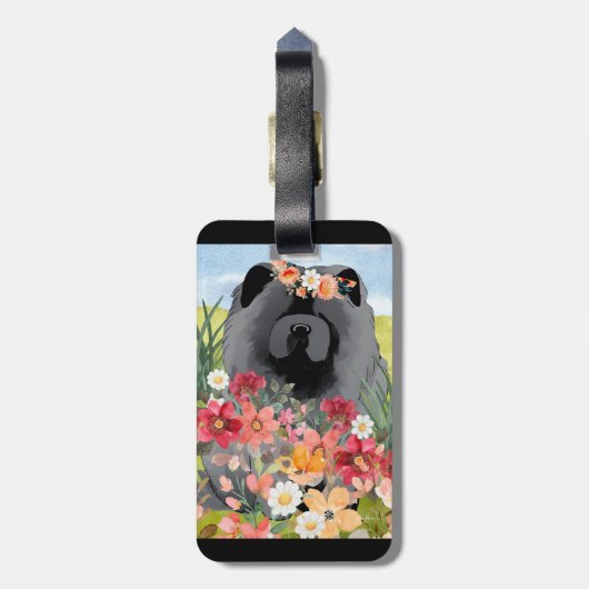 AWASH IN LIGHT BLACK - Blue Chow Dog ラゲッジタグ (裏面縦)