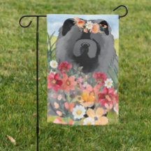 AWASH IN LIGHT Black - Blue Chow Dog garden flag