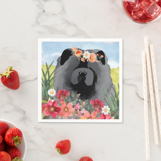 AWASH IN LIGHT BLACK - Blue Chow Dog Shirts スタンダードカクテルナプキン (インサイチュ)