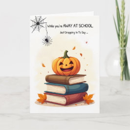 Away at School Funny Halloween Cute Spider Droppin カード