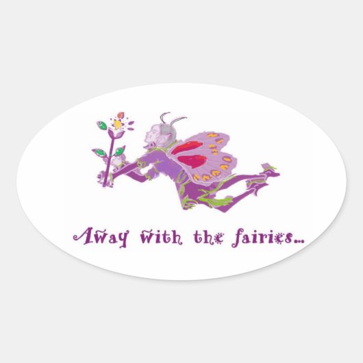 Away With the Fairies Sticker 楕円形シール (正面)