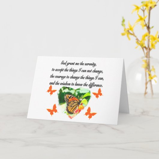 AWE'インスパイア's BUTTERFLY SERENITY祈りの言葉写真 カード (黄色い花)