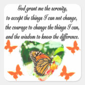 AWE'インスパイア's BUTTERFLY SERENITY祈りの言葉写真 スクエアシール (正面)