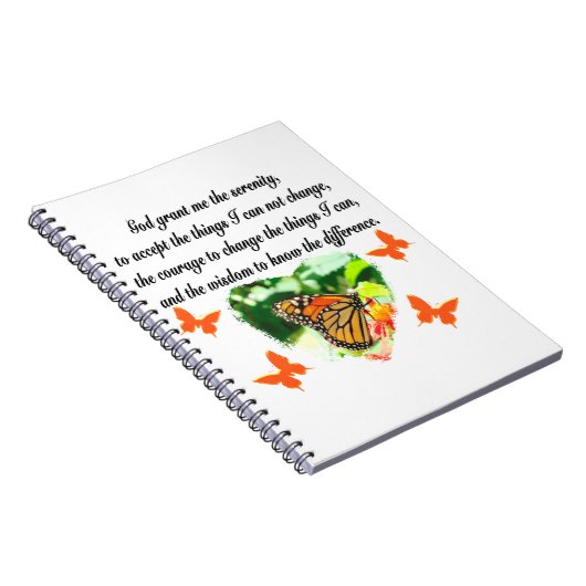 AWE'インスパイア's BUTTERFLY SERENITY祈りの言葉写真 ノートブック (右側)