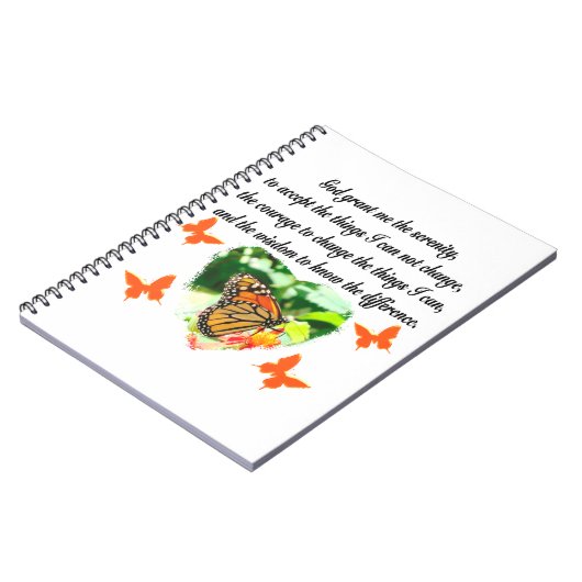AWE'インスパイア's BUTTERFLY SERENITY祈りの言葉写真 ノートブック (左側)
