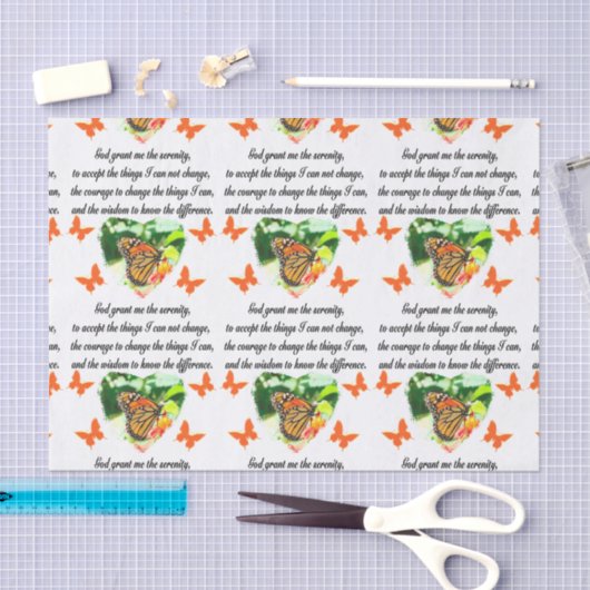 AWE'インスパイア's BUTTERFLY SERENITY祈りの言葉写真 薄葉紙 (クラフト)