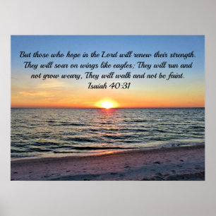 Awe活気づける's Isaiah 40:31 Sunrise Over the海 ポスター
