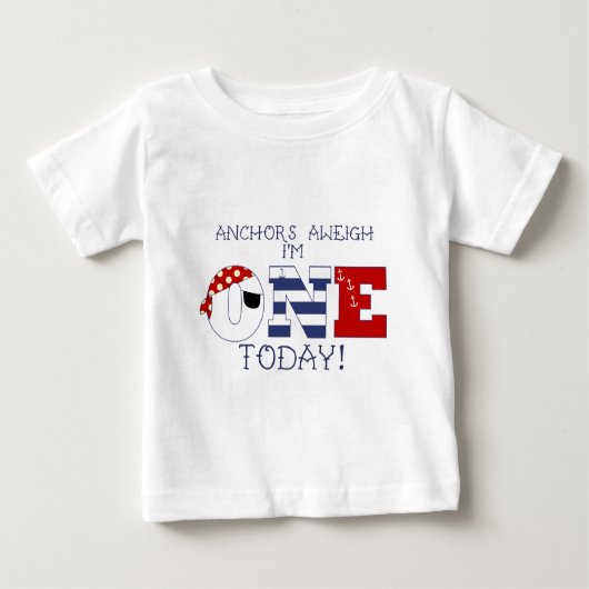 Aweighいかり私は1つの今日第1誕生日です ベビーTシャツ (正面)