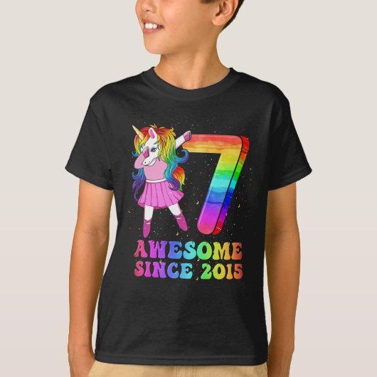 Awesome 2015 Dabbing Unicorn Birthday 7 Year Old Tシャツ (正面)