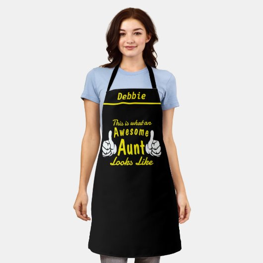 Awesome Aunt Apron - Custom Name Personalized エプロン (着用した状態)
