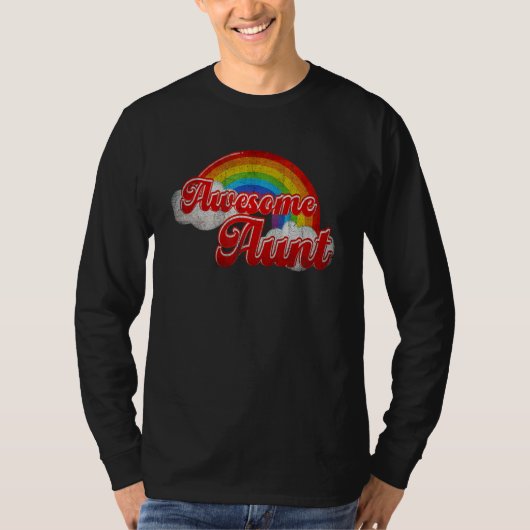 Awesome Aunt Rainbow Colorful Clouds Family Tシャツ (正面)