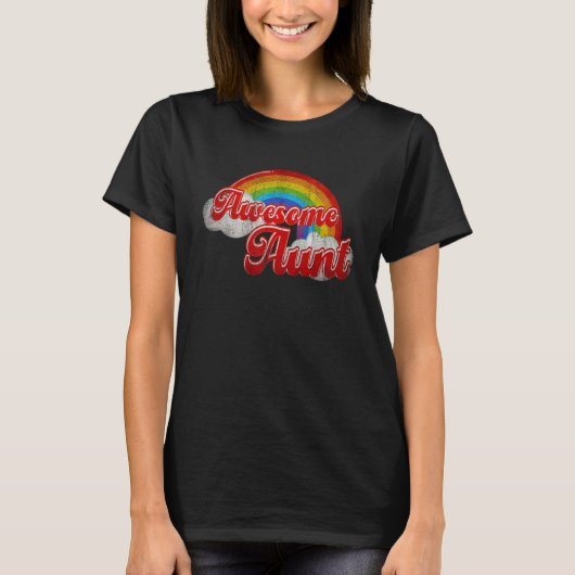 Awesome Aunt Rainbow Colorful Clouds Family Tシャツ (正面)