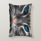 Awesome Blue Eyed Cat Face アクセントクッション (正面(垂直))