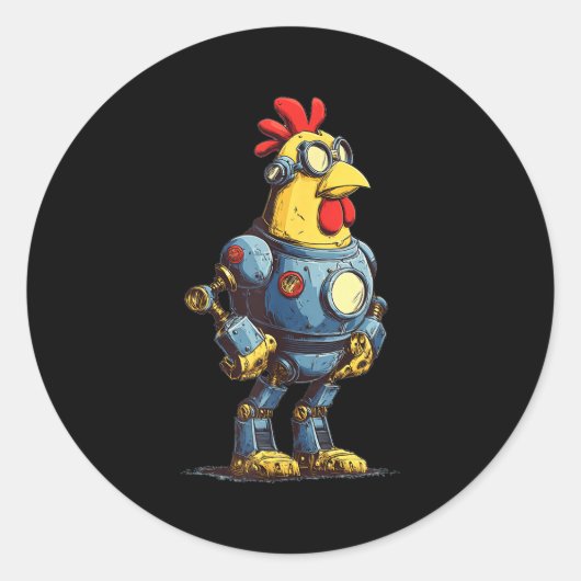 Awesome Chicken Robot For Future Animals Lovers ラウンドシール (正面)