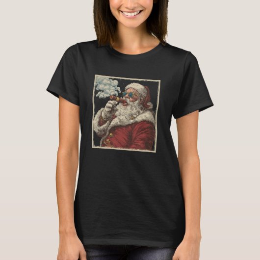Awesome Cigar Santa Graphic Tシャツ (正面)