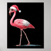 Awesome Cool Flamingo With Christmas Hat And Sungl ポスター (正面)