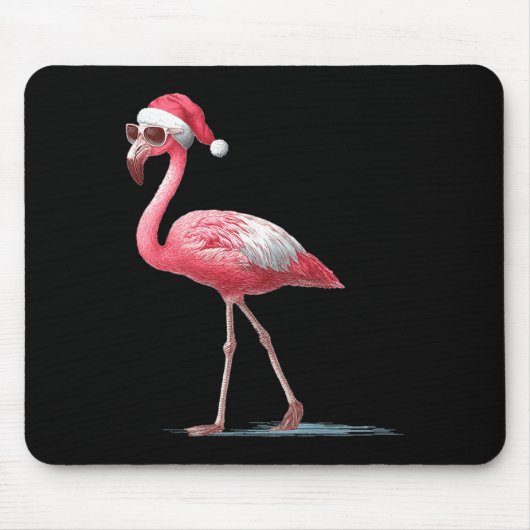 Awesome Cool Flamingo With Christmas Hat And Sungl マウスパッド (正面)
