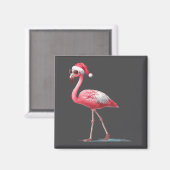 Awesome Cool Flamingo With Christmas Hat And Sungl マグネット (正面/裏面)