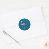 Awesome Cool Flamingo With Christmas Hat And Sungl ラウンドシール (封筒)