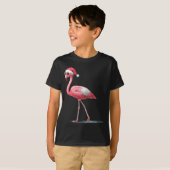 Awesome Cool Flamingo With Christmas Hat And Sungl Tシャツ (正面フル)