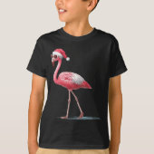 Awesome Cool Flamingo With Christmas Hat And Sungl Tシャツ (正面)