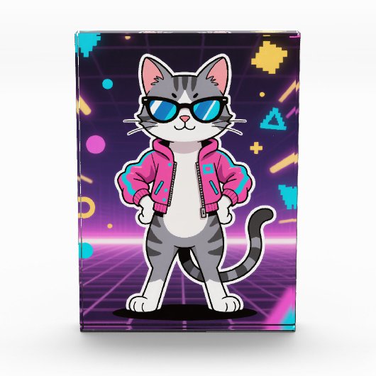 Awesome Cool Retro Gamer Cat フォトブロック (正面)