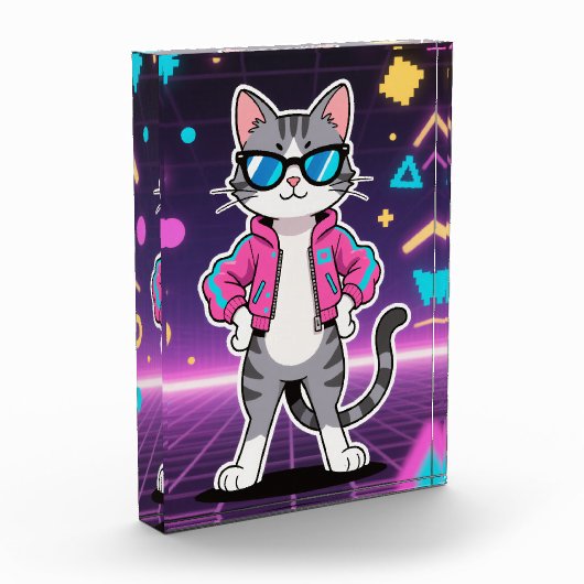 Awesome Cool Retro Gamer Cat フォトブロック (左)