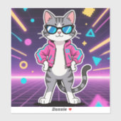 Awesome Cool Retro Gamer Cat Full Image シール (シート)