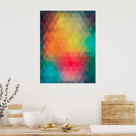 Awesome cool trendy colourful triangles pattern ポスター (キッチン)