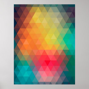 Awesome cool trendy colourful triangles pattern ポスター