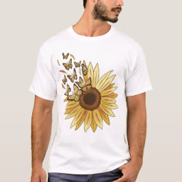 Awesome cute sunflower and butterflies. tシャツ