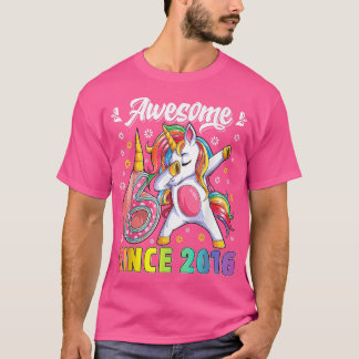 Awesome dabbing unicorn birthday 6 year old Girl 6 Tシャツ