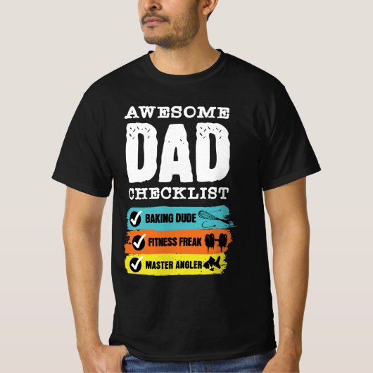 Awesome Dad Checklist Funny Father’s Day Tシャツ (正面)