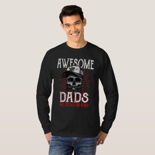 Awesome Dad's Have Tattoos Father Son Daughter Dad Tシャツ (正面フル)