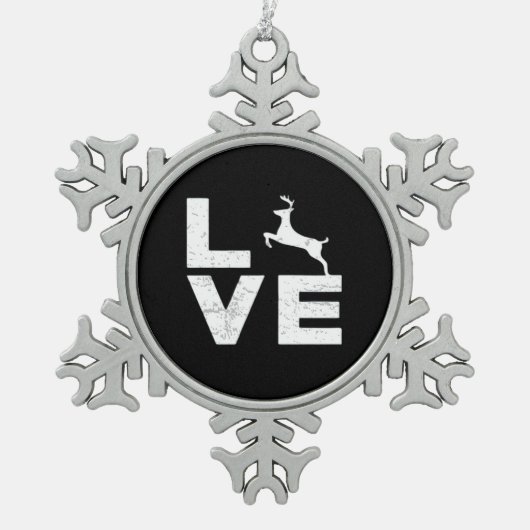 Awesome Deer Lover Trendy Aesthetic Design スノーフレークピューターオーナメント (正面)