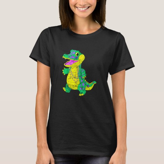 Awesome Festival Madri Gras Alligator Beads Men Wo Tシャツ (正面)