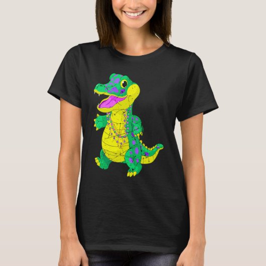 Awesome Festival Madri Gras Alligator Beads Men Wo Tシャツ (正面)