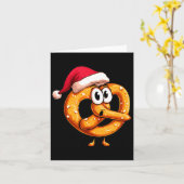 Awesome Festive Pretzel With Santa Claus Hat Costu カード (黄色い花)
