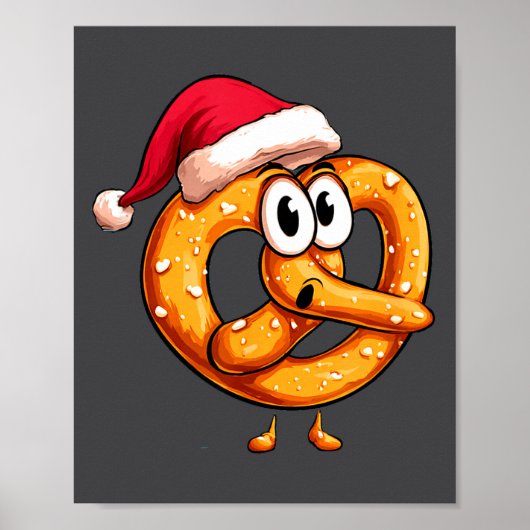 Awesome Festive Pretzel With Santa Claus Hat Costu ポスター (正面)