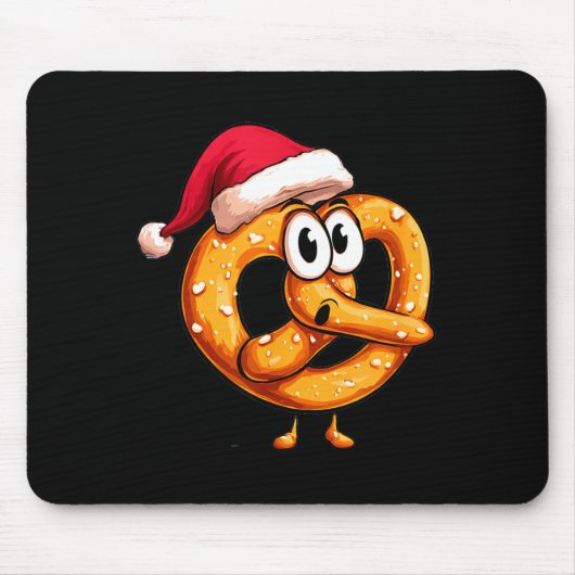 Awesome Festive Pretzel With Santa Claus Hat Costu マウスパッド (正面)