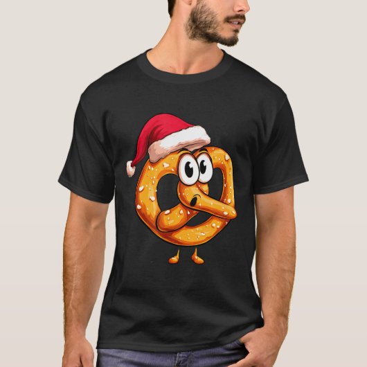 Awesome Festive Pretzel With Santa Claus Hat Costu Tシャツ (正面)