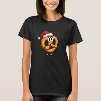 Awesome Festive Pretzel with Santa Claus Hat Costu Tシャツ
