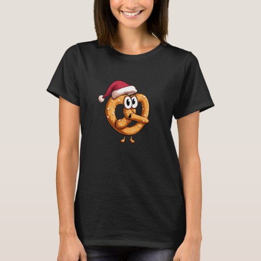 Awesome Festive Pretzel with Santa Claus Hat Costu Tシャツ (正面)