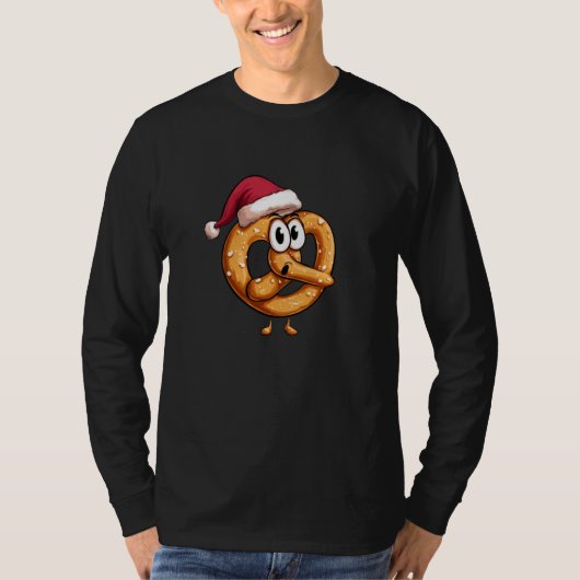 Awesome Festive Pretzel with Santa Claus Hat Costu Tシャツ (正面)