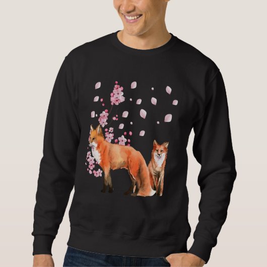 Awesome Foxes Lovers Shirt Japanese Cherry Flower  スウェットシャツ (正面)