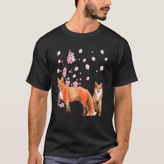 Awesome Foxes Lovers Shirt Japanese Cherry Flower  Tシャツ (正面)